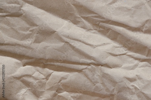 Brown crumpled recycled paper texture background. Kraft Paper