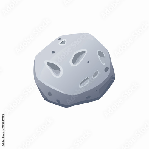 3D space stone, cosmic flying meteorite illustration, grey galaxy rocks mineral geology boulder. 