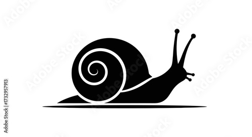 Minimalist Snail Silhouette: A Vector Illustration with a Spiral Shell and Tentacles