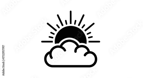 Minimalist representation of sunrise over clouds enhancing simple and modern aesthetic