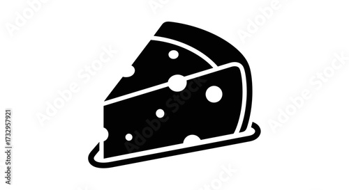 Minimalistic representation of swiss cheese slice icon with detailed hole texture and smooth edges