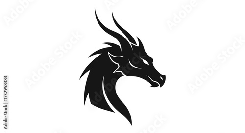 Sleek minimalist design showcasing a mythical dragon silhouette on a clean white backdrop