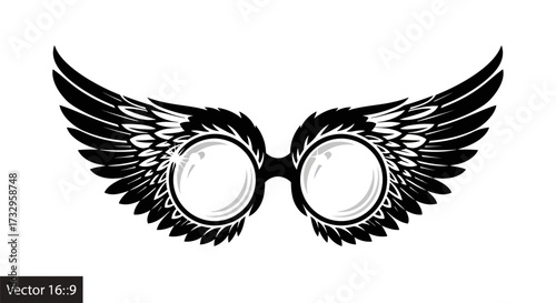 Visionary flight: Elegant eyewear with soaring wings for enhanced sight and dreams