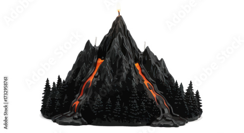Volcanic glow candle illuminating tranquility with miniature glowing lava streams design