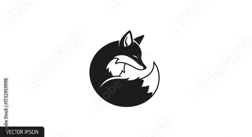 Elegant sleeping fox silhouette design showcasing its graceful form and serene state, perfect for