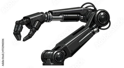 Futuristic mechanical arm design with intricate details and glossy black finish perfect for a