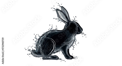 Liquid rabbit splash water creative dynamic freshness fluidity abstract form nature