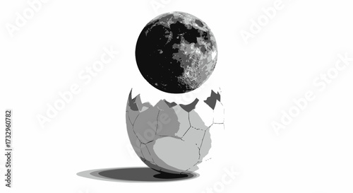 Lunar emergence illustration showcasing the symbolic birth of a new world concept