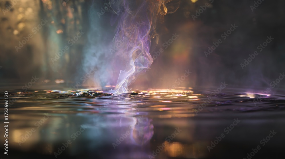 Fototapeta premium Abstract water flowing with colored smoke