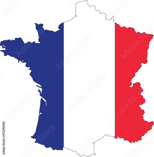 FRANCE Map with flag in body