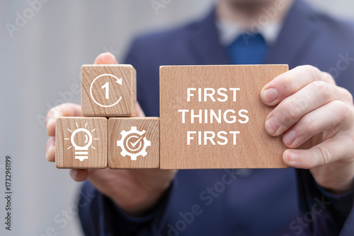 Εκτύπωση καμβά Business concept of first things first