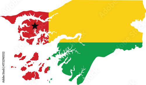 GUINEA BISSAU Map with flag in body