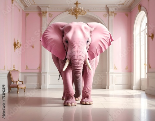 Pink elephant in a pink palace