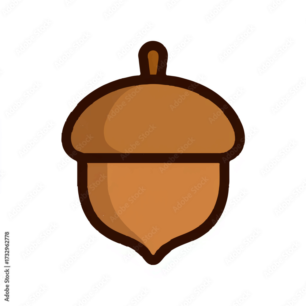 Fototapeta premium Cartoon Acorn with Brown Cap and Shell