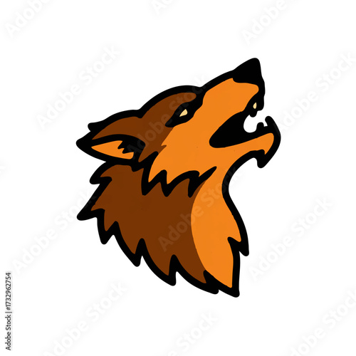 Cartoon Wolf Head Growling Fiercely

