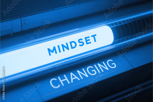 Digital display illustrating the concept of a mindset changing, highlighting personal growth, evolution, and new perspectives.
