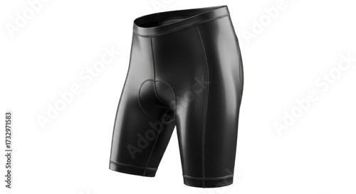 A pair of sleek, black cycling shorts with a padded chamois, designed for athletic performance and comfort during outdoor activities.