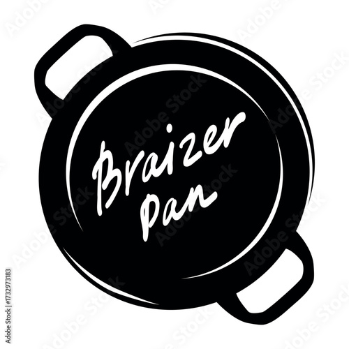 Pan icon with Lettering Words on braizer pan silhouette