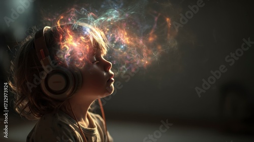 Child listening to music imagination