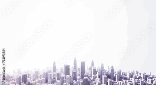 Modern city skyline with towering skyscrapers and urban landscape under a bright sky