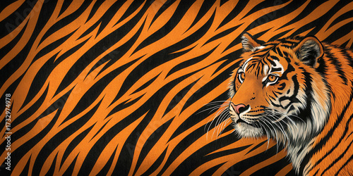 Background with a pattern of tiger stripes. Tiger skin background or texture.