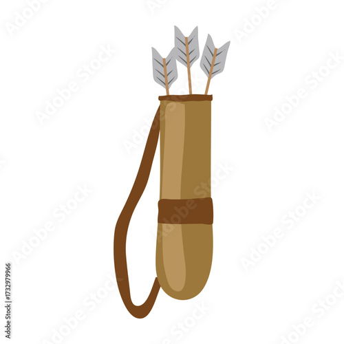 Quiver full of arrows isolated on a white background, a hunter's essential equipment for archery and outdoor activities