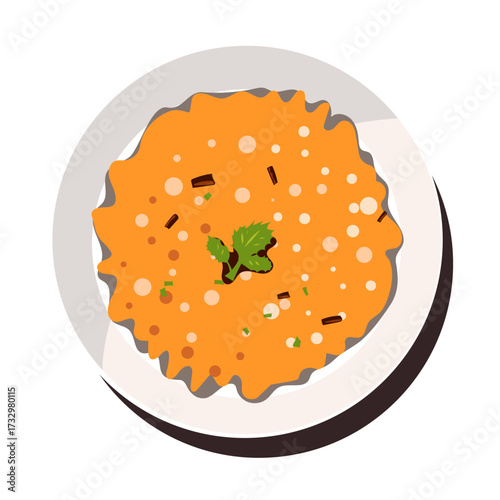 Delicious Indian Dosa Served on a Plate with a Sprig of Cilantro - Traditional South Indian Cuisine