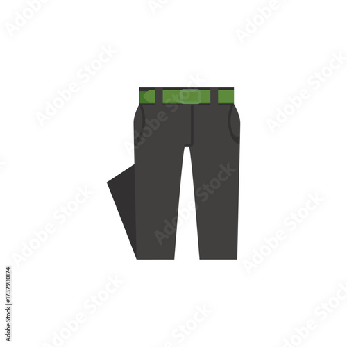 Black trousers with a green belt, a simple and stylish clothing item for everyday wear