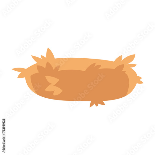 Simple illustration of a bird's nest made of straw and twigs, a natural shelter for eggs