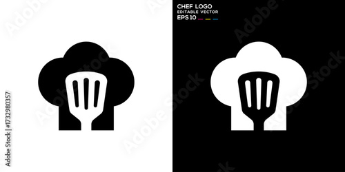 Chef logo. Chef hat, restaurant, cooking. Vector design template.