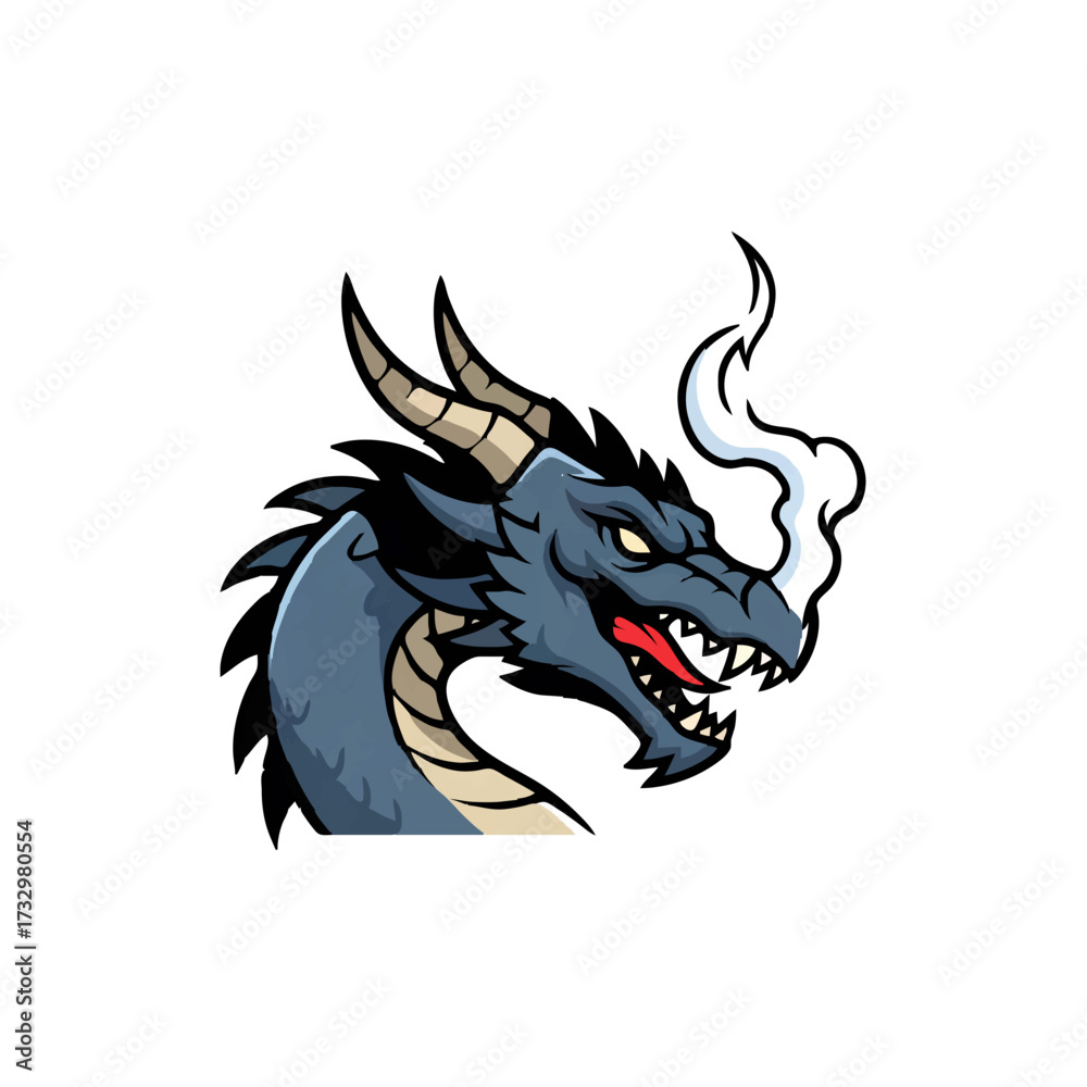custom made wallpaper toronto digitalDragon head exhales smoke with sharp teeth and fierce gaze

