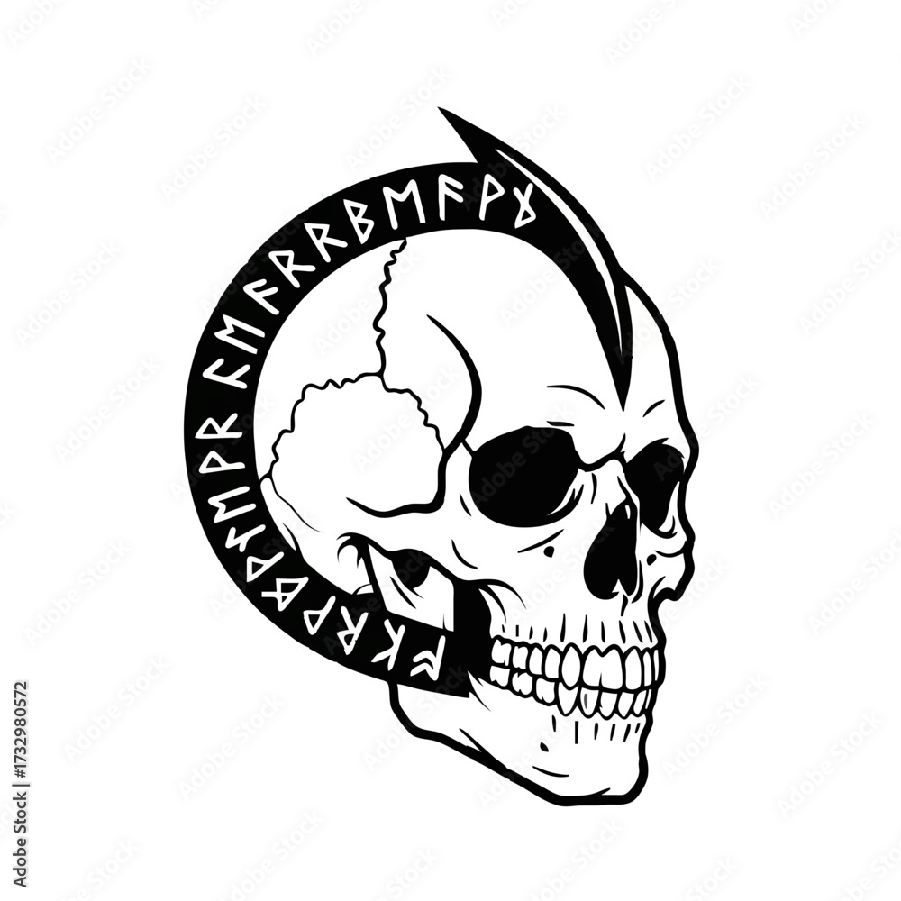Obraz premium Skull Half Shadow Half Runes