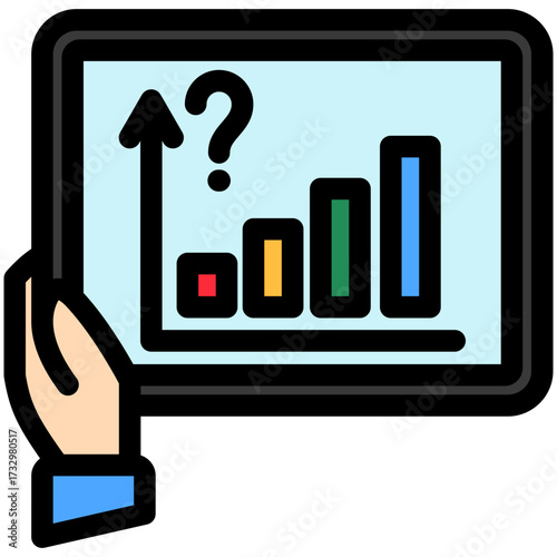 Prediction Icon, Mini Illustration Relate To Capital Market, Market Research. Use For Modern Concept, Ui, Ux Web And App Development.