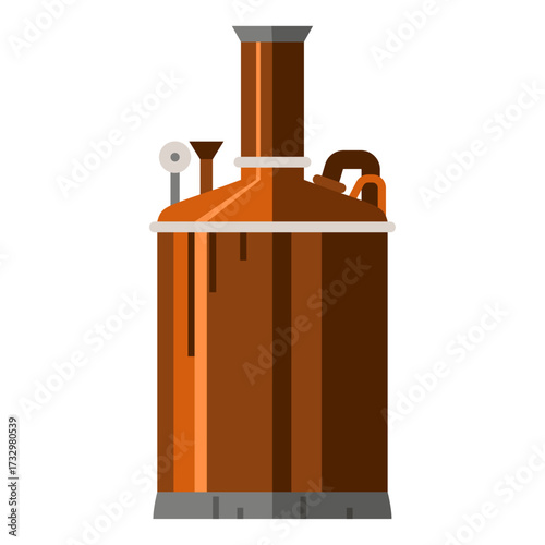 Industrial Brewing Vat Illustration A Copper Tank with Gauge for Beverage Production and Fermentation Processes