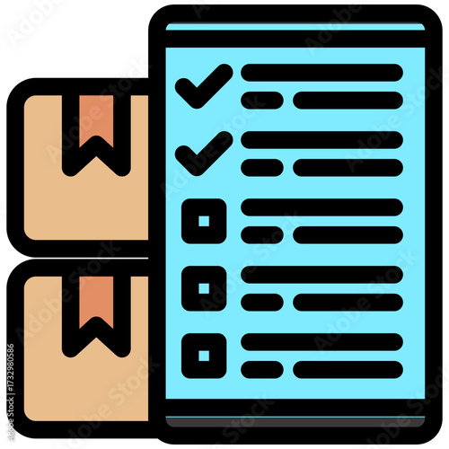Product Survey Icon, Mini Illustration Relate To Capital Market, Market Research. Use For Modern Concept, Ui, Ux Web And App Development.