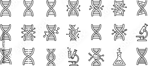 Simple set of DNA modern thin line icons.