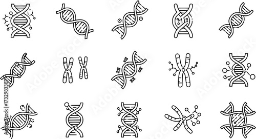 Simple set of DNA modern thin line icons.