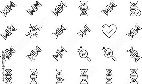 Simple set of DNA modern thin line icons.