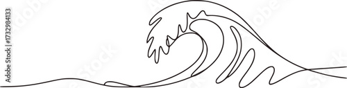 Abstract black wave line art ocean water