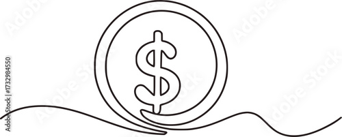 Dollar coin symbol abstract line art currency finance
