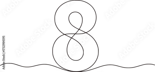Elegant continuous line drawing of the number eight symbol line art