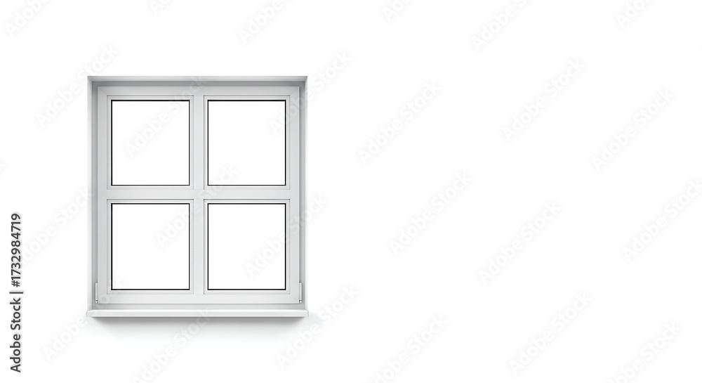 Obraz premium White window against white background showing four rectangular openings