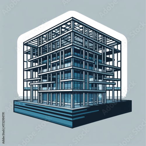 Building Skeleton Framework Under Construction Architectural Design.