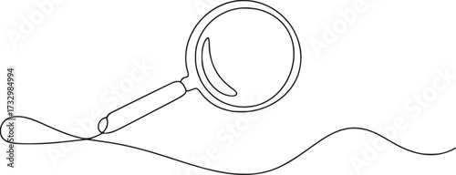 Magnifying glass with wavy line art black and white