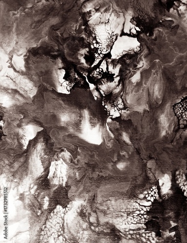 Abstract black and white acrylic textured painting