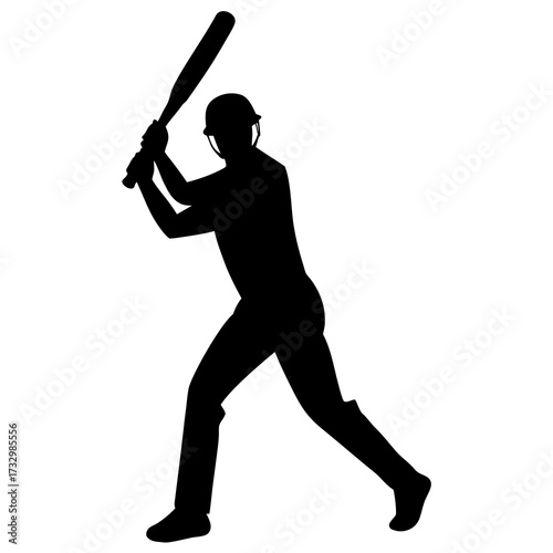  A silhouette of a cricket player