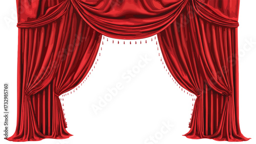 Elegant Red Curtain Vector with Outline for Interior Designs