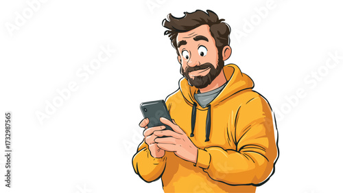 Smartphone User Cartoon Vector Illustration for Marketing Campaigns