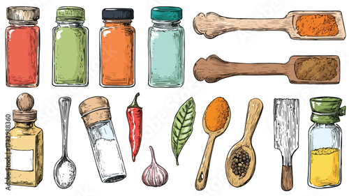 Vibrant Cartoon Spices and Kitchen Illustration for Food Blog and Culinary Websites