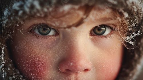 Childs face in winter